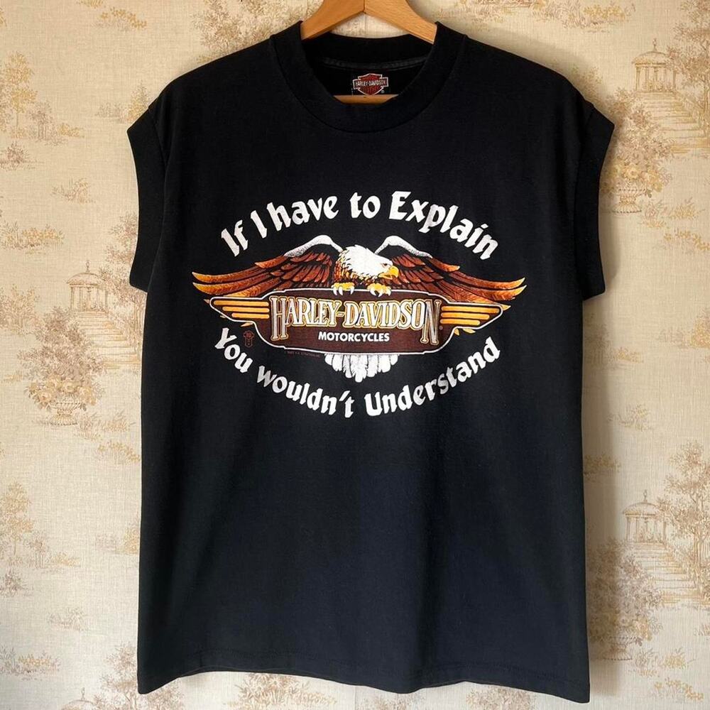 1987 Harley-Davidson Muscle T-Shirt | "If I Have To Explain" Eagle | Size L